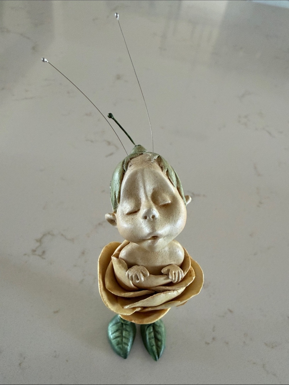 Rare Signed Tine Kamerbeek Fairy Flower Figurine with antennae
